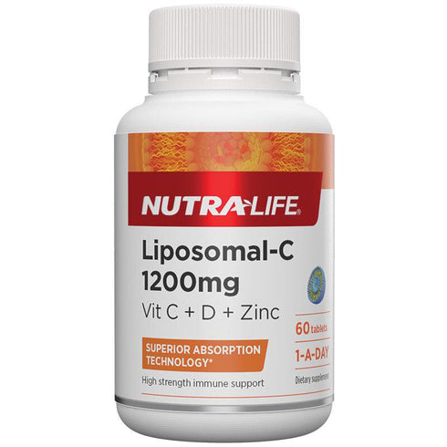 NUTRALIFE Liposomal-C 1200 C+Zinc+D 60tabs-Matakana Pharmacy